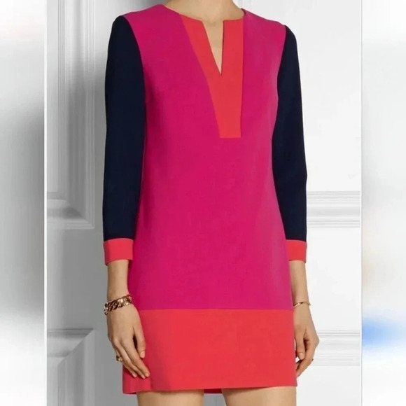 Diane Von Furstenberg Colorblock Pattern Mini Dress - Picture 2 of 8